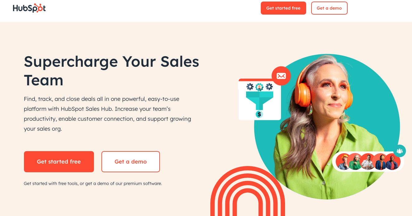 Screenshot of HubSpot Sales website landing page